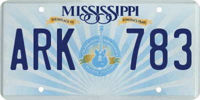 MS license plate ARK783