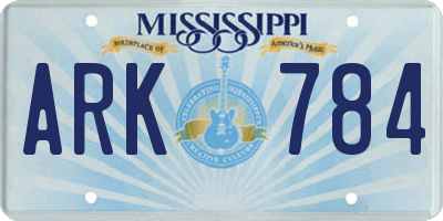 MS license plate ARK784