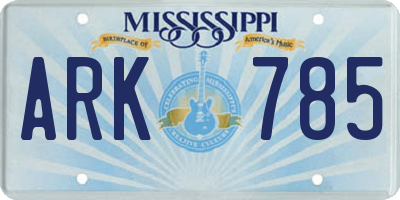 MS license plate ARK785