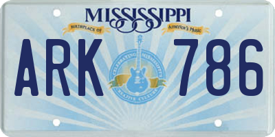 MS license plate ARK786