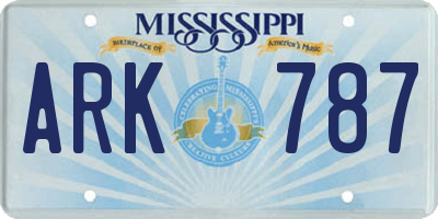 MS license plate ARK787