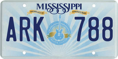 MS license plate ARK788