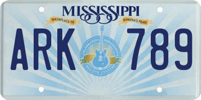 MS license plate ARK789