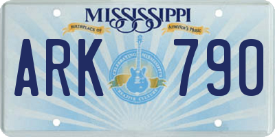 MS license plate ARK790