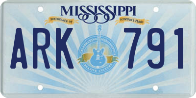 MS license plate ARK791