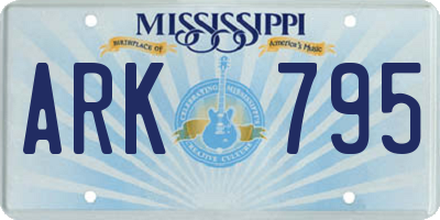 MS license plate ARK795