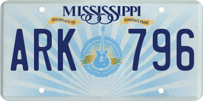 MS license plate ARK796