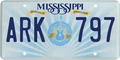 MS license plate ARK797