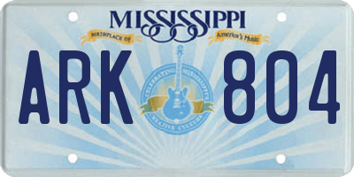 MS license plate ARK804