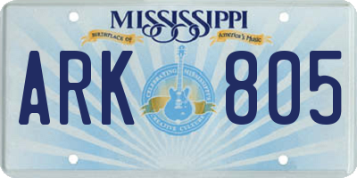 MS license plate ARK805