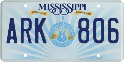 MS license plate ARK806