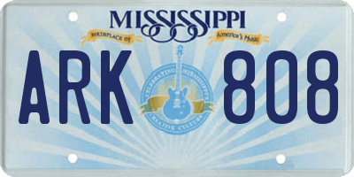 MS license plate ARK808