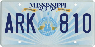MS license plate ARK810