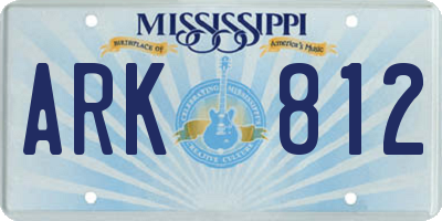 MS license plate ARK812