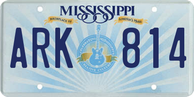 MS license plate ARK814