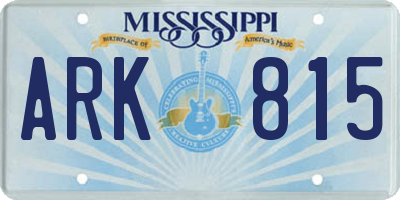 MS license plate ARK815