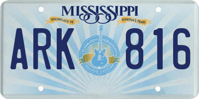 MS license plate ARK816
