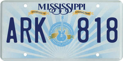 MS license plate ARK818