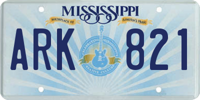MS license plate ARK821
