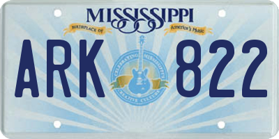 MS license plate ARK822