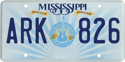MS license plate ARK826