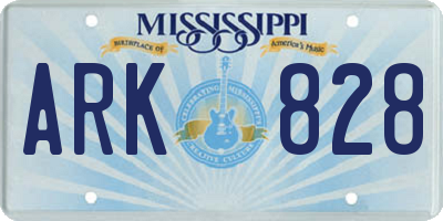 MS license plate ARK828