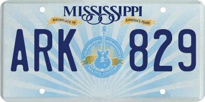 MS license plate ARK829