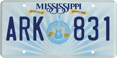 MS license plate ARK831