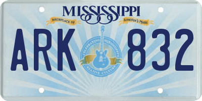 MS license plate ARK832