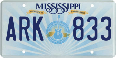 MS license plate ARK833