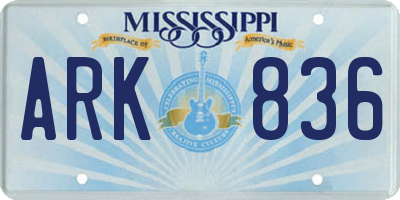 MS license plate ARK836