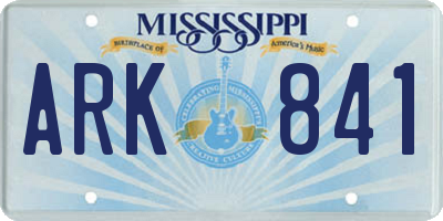 MS license plate ARK841