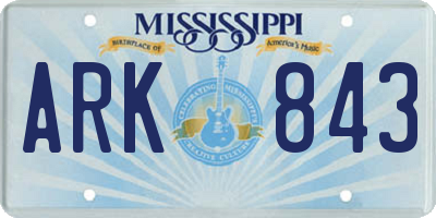 MS license plate ARK843