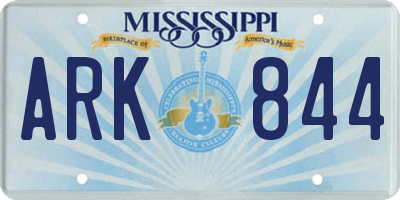 MS license plate ARK844
