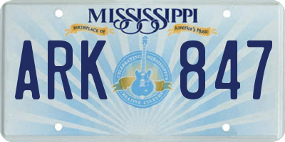 MS license plate ARK847