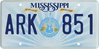 MS license plate ARK851