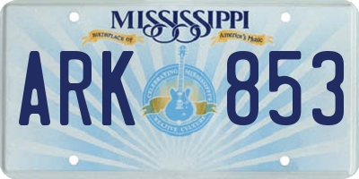 MS license plate ARK853