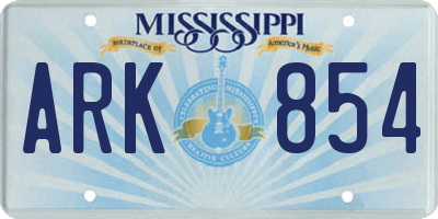 MS license plate ARK854