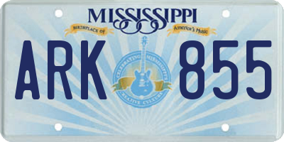 MS license plate ARK855