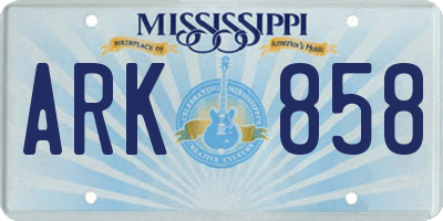 MS license plate ARK858