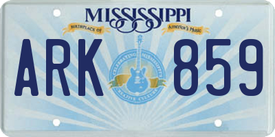 MS license plate ARK859