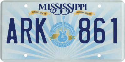 MS license plate ARK861