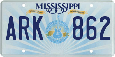 MS license plate ARK862