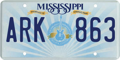 MS license plate ARK863