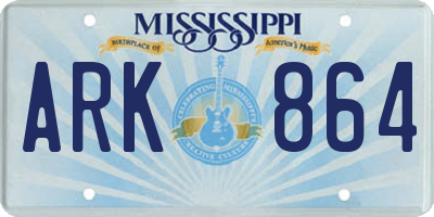 MS license plate ARK864