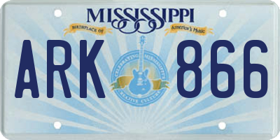 MS license plate ARK866