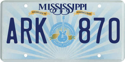 MS license plate ARK870