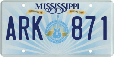 MS license plate ARK871