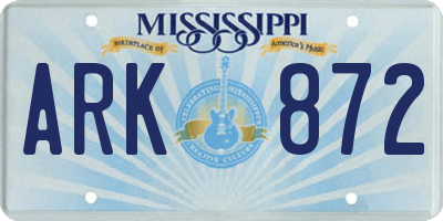 MS license plate ARK872