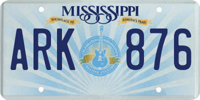 MS license plate ARK876